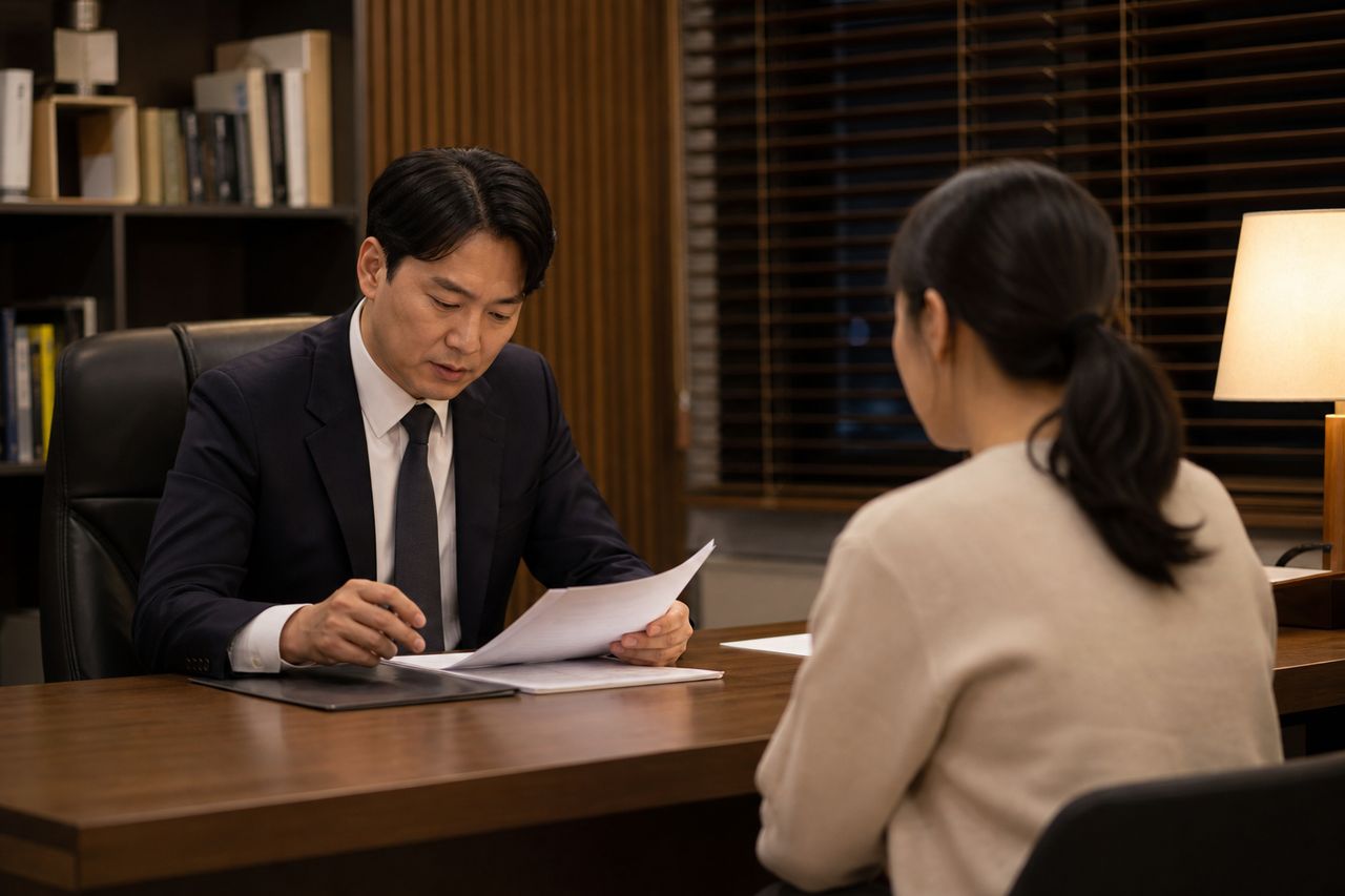사실혼 관계 파탄, 법률혼과 다르게 재산·위자료 못 받나요? 관련 전문가 상담·서류 검토 장면