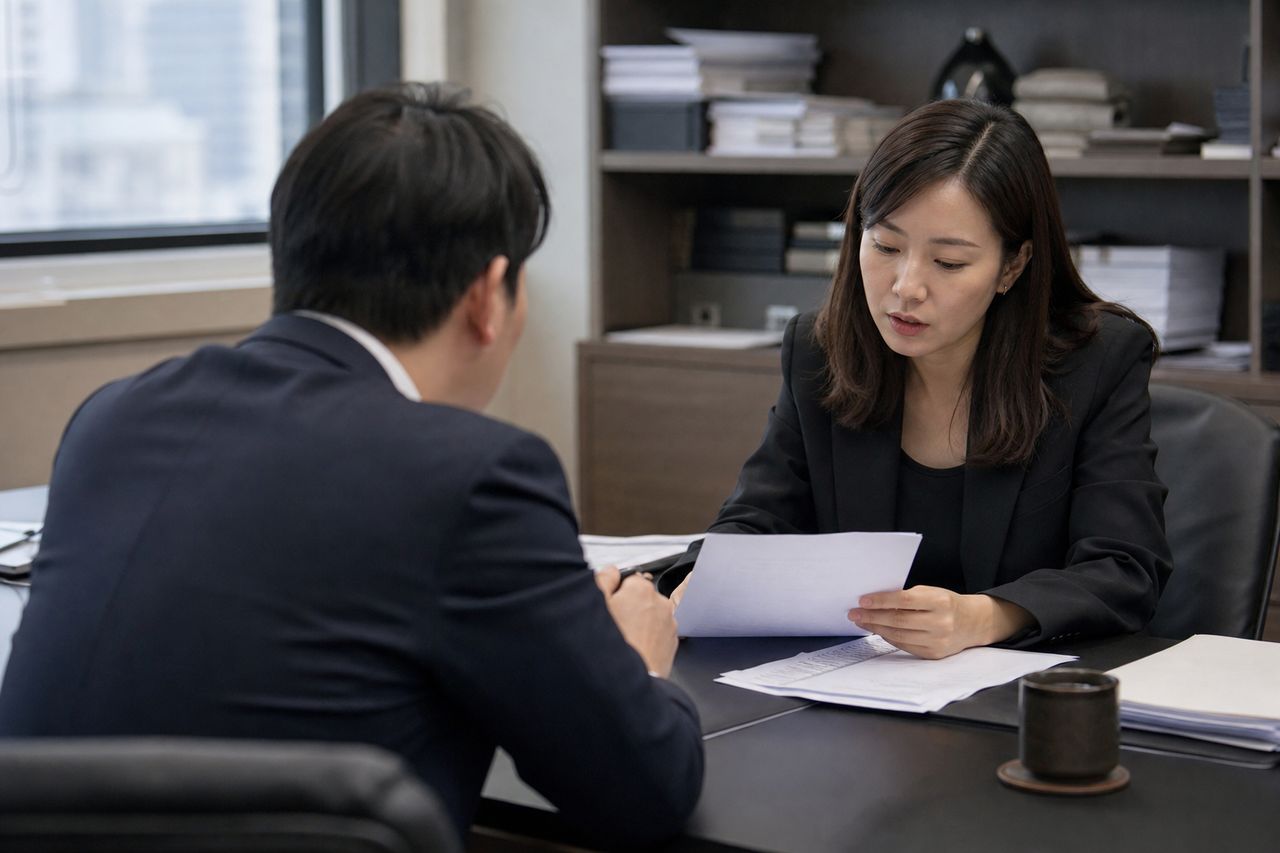 조정이혼, 소송 없이 조정으로 끝내는 절차 관련 전문가 상담·서류 검토 장면