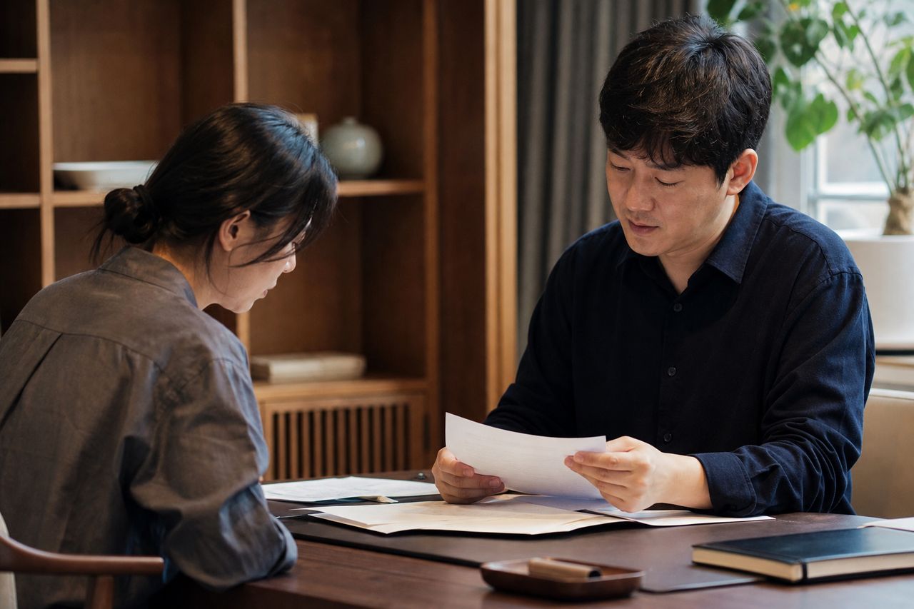 외도 증거, 문자·메신저 자료를 적법하게 정리하는 법 관련 전문가 상담·서류 검토 장면