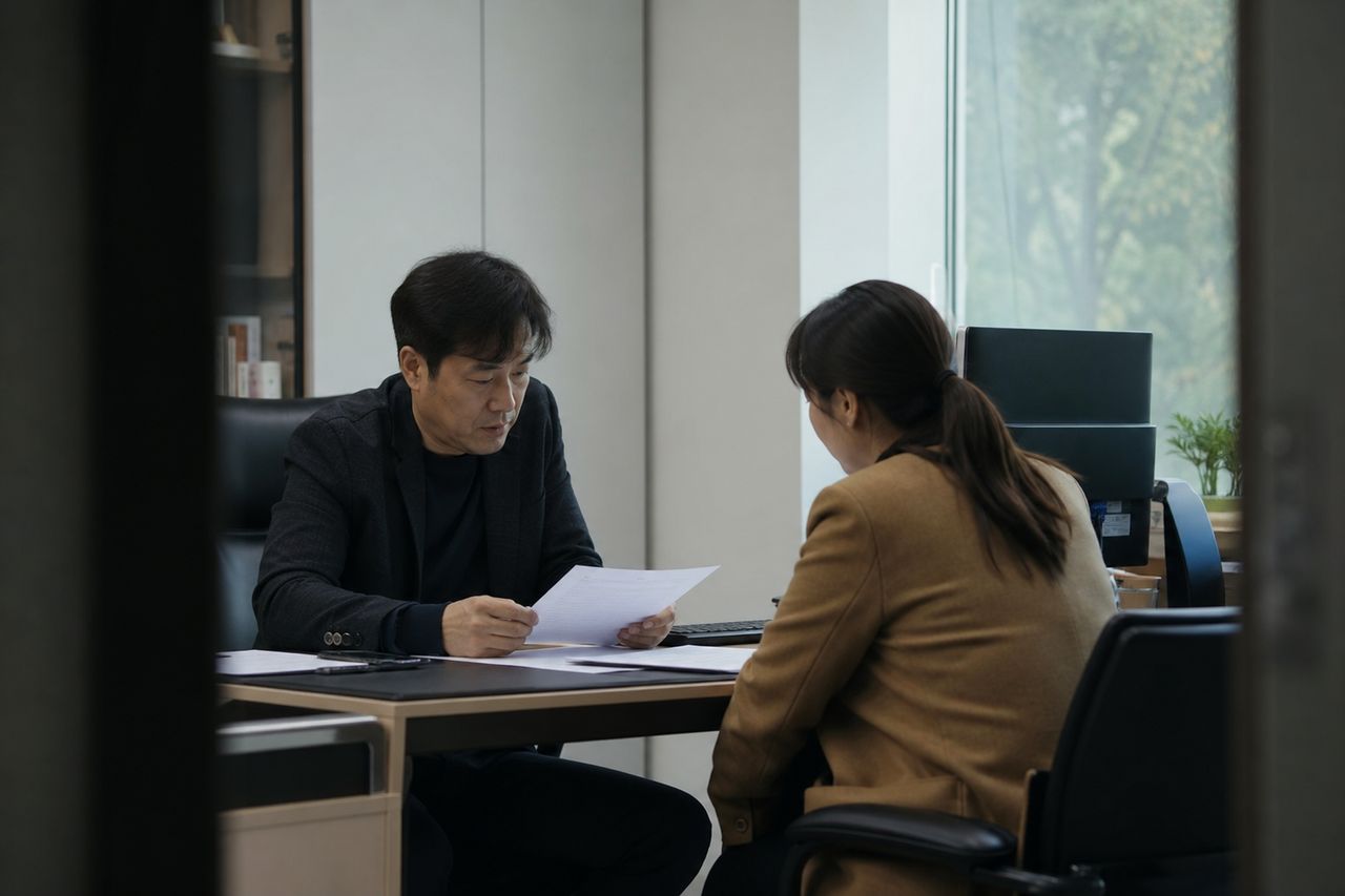 배우자가 회사 동료와 카카오톡 증거를 남겼는데 이혼소송 착수 전 '상간자 소송 병합' vs '이혼 먼저' — 이혼변호사가 말하는 수임료·기간·위자료 회수율 비교 관련 전문가 상담·서류 검토 장면