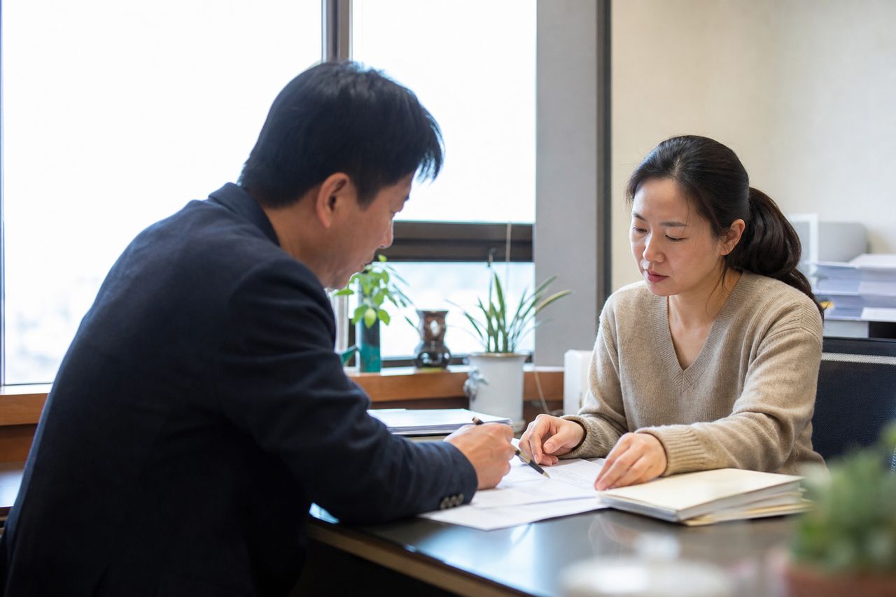외국인 부모 사이 자녀의 국적, 이혼하면 어떻게 되나? 관련 전문가 상담·서류 검토 장면