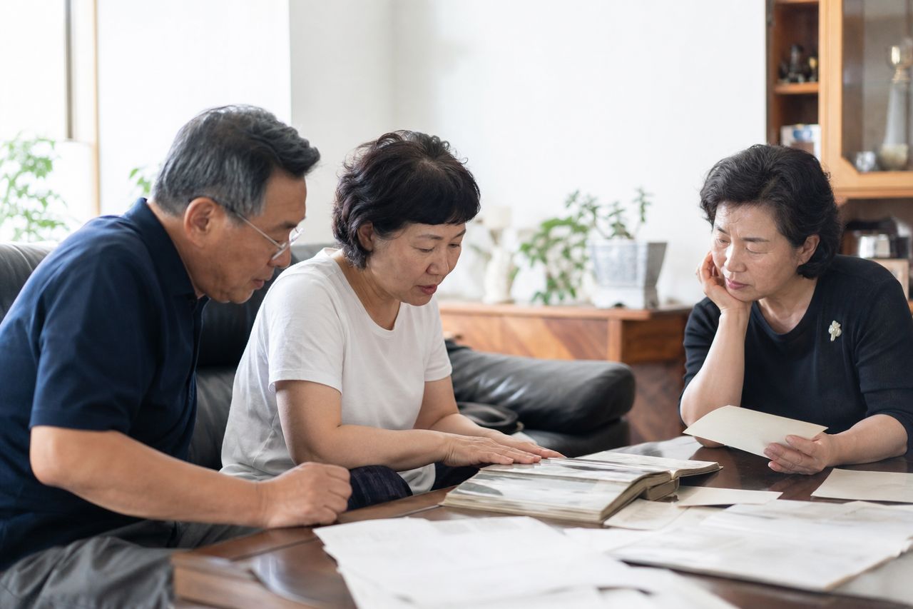 부모님이 돌아가신 후 3개월, 반드시 해야 할 상속 절차 순서 관련 상황을 보여주는 이미지 — 서류를 검토하는 모습