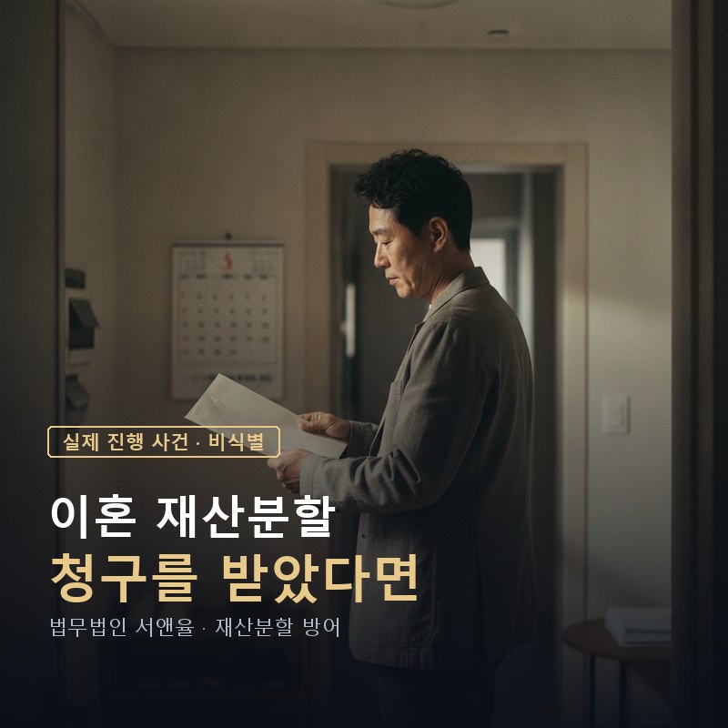 이혼 재산분할 청구를 받았을 때｜9억 청구를 4억대로 방어한 사례 — 이해를 돕기 위한 연출 이미지